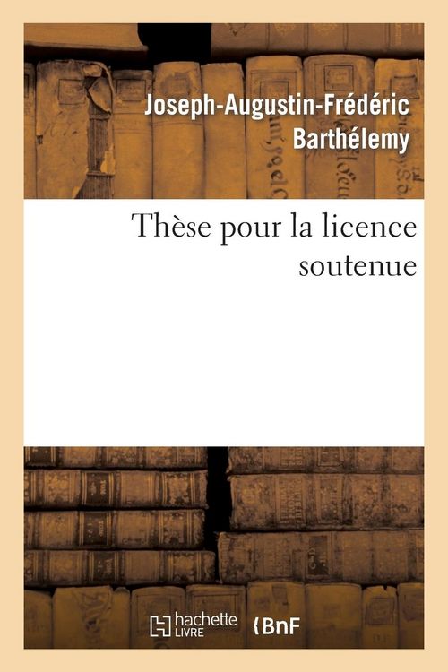 Produktbild: Th&egrave;se Pour La License Soutenue