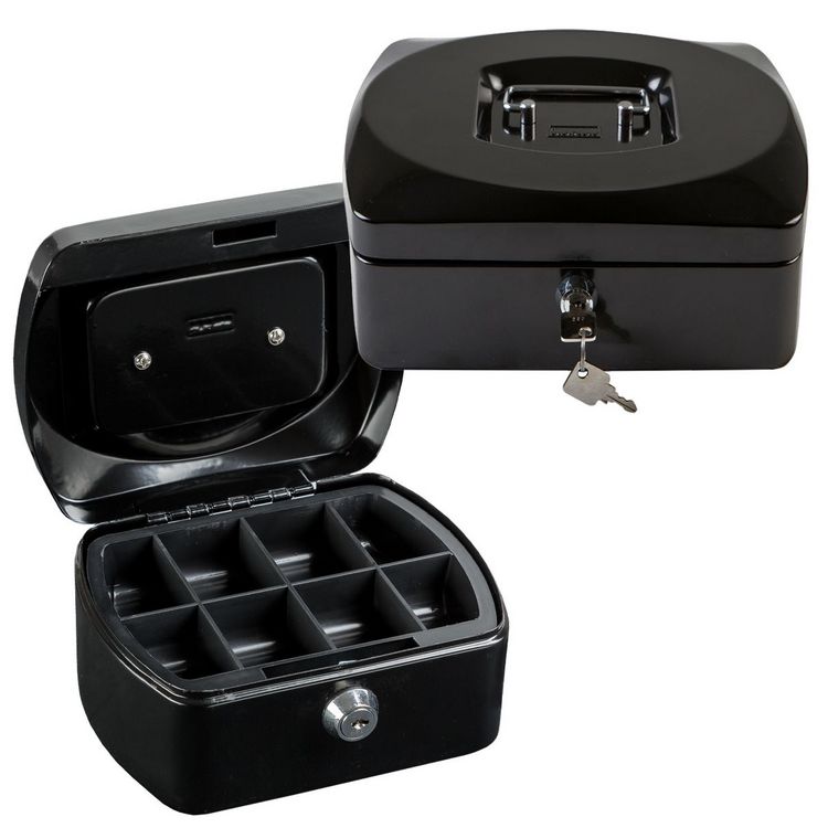 Produktbild: Idena Geldkassette Gr&ouml;&szlig;e 6 aus Metall 8 F&auml;cher schwarz 15,5x12x9cm