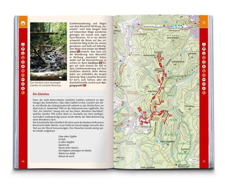 Produktbild: KOMPASS Wanderf&uuml;hrer Th&uuml;ringer Wald mit Rennsteigtouren, 55 Touren mit Extra-Tourenkarte