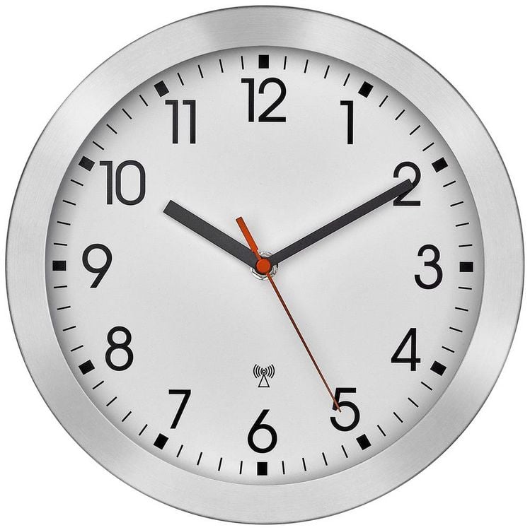 Produktbild: TFA Dostmann 60.3546.02 Funk Wanduhr 25cm x 40mm Aluminium (geb&uuml;rstet)