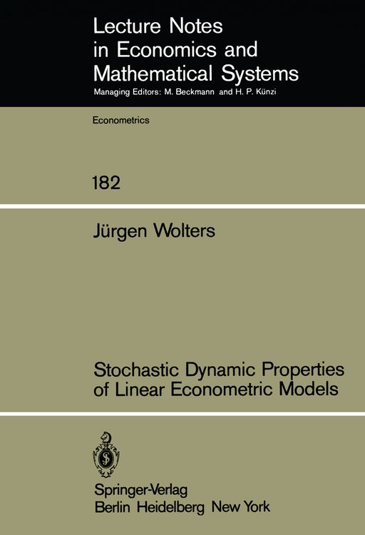 Produktbild: Stochastic Dynamic Properties of Linear Econometric Models