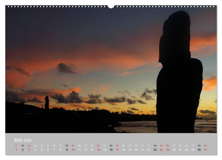 Produktbild: MOAI - steinerne W&auml;chter der Osterinsel (hochwertiger Premium Wandkalender 2026 DIN A2 quer), Kunstdruck in Hochglanz