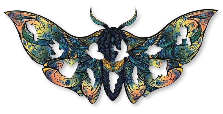 Produktbild: Aniwood J2320M - Animal Wood Puzzle, Blackbox Butterfly M, Schmetterling, Holz-Puzzle, 150 Teile