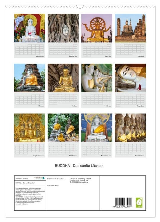 Produktbild: BUDDHA - Das sanfte L&auml;cheln (hochwertiger Premium Wandkalender 2026 DIN A2 hoch), Kunstdruck in Hochglanz