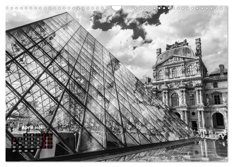 Produktbild: Paris-Impressionen in Schwarz-Wei&szlig; (Wandkalender 2026 DIN A3 quer), CALVENDO Monatskalender