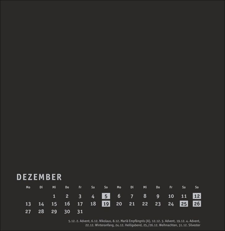 Produktbild: Premium-Bastelkalender schwarz gro&szlig; 2027
