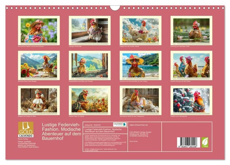 Produktbild: Lustige Federvieh-Fashion. Modische Abenteuer auf dem Bauernhof (Wandkalender 2026 DIN A3 quer), CALVENDO Monatskalender