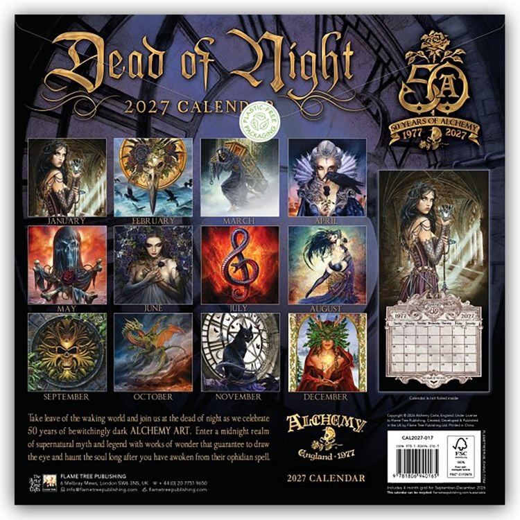 Produktbild: Alchemy Dead of Night &ndash; Mitten in der Nacht 2027 &ndash; Original Flame Tree Publishing-Kalender [Kalender]