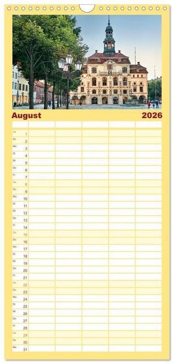 Produktbild: Familienplaner 2026 - L&Uuml;NEBURG Ein- und Ausblicke von Andreas Voigt mit 5 Spalten (Wandkalender, 21 x 45 cm) CALVENDO