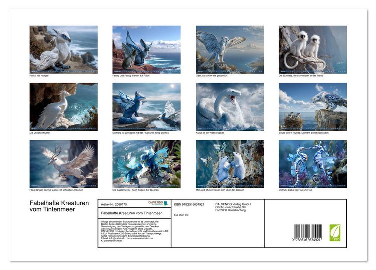 Produktbild: Fabelhafte Kreaturen vom Tintenmeer (Wandkalender 2026 DIN A3 quer), CALVENDO Monatskalender