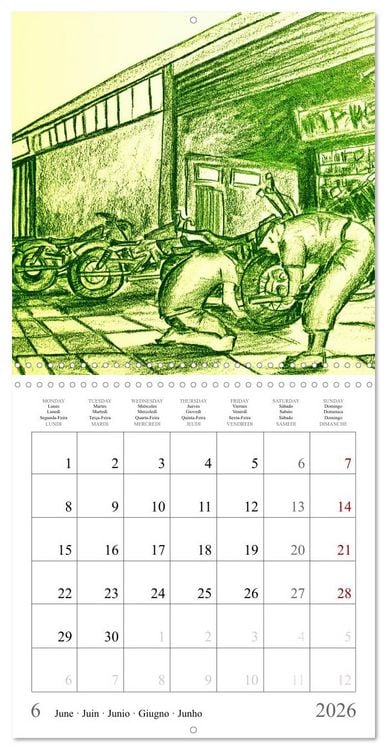 Produktbild: The passion of motorcycling - sketches of freedom (Wall Calendar 2026 12 &times; 12 Inch) CALVENDO 12 Month Wall Calendar