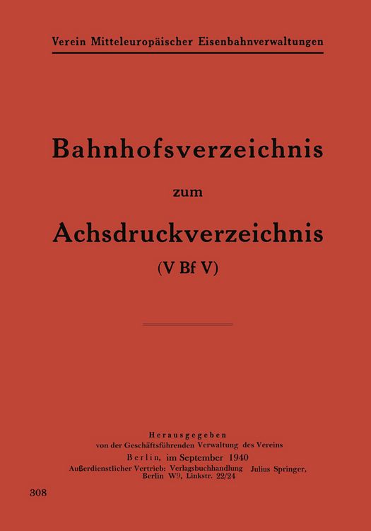 Produktbild: Bahnhofsverzeichnis zum Achsdruckverzeichnis