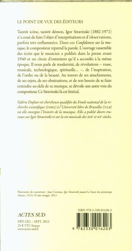 Produktbild: Confidences sur la musique : propos recueillis, 1912-1940