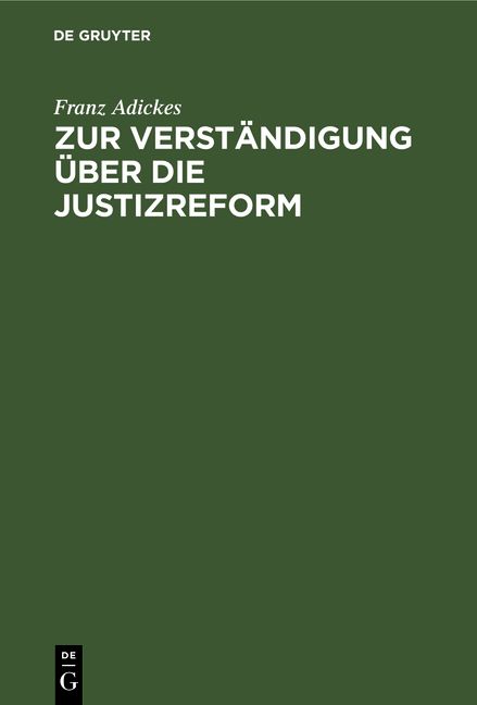Produktbild: Zur Verst&auml;ndigung &uuml;ber die Justizreform