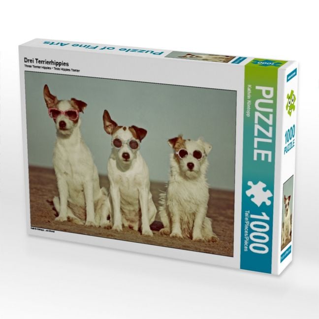 Produktbild: CALVENDO Puzzle Drei Terrierhippies 1000 Teile Puzzle quer | 1000 Teile Lege-Gr&ouml;&szlig;e 64 &times; 48 cm Foto-Puzzle f&uuml;r gl&uuml;ckliche Stunden
