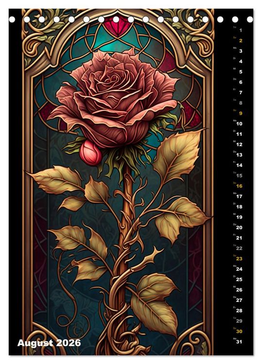 Produktbild: Jugendstil Blumen (Tischkalender 2026 DIN A5 hoch), CALVENDO Monatskalender