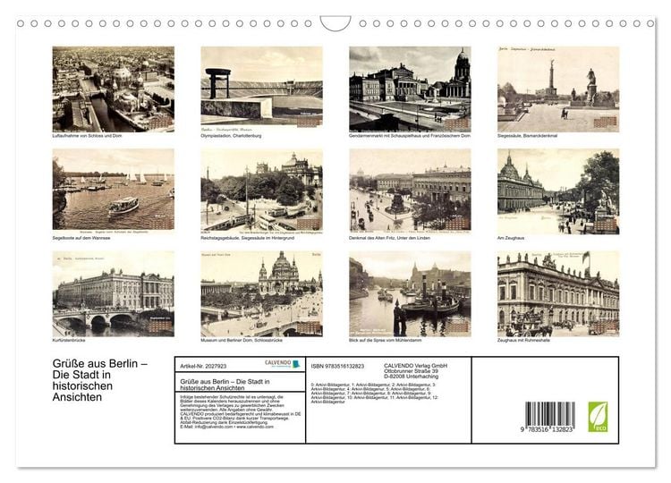 Produktbild: Gr&uuml;&szlig;e aus Berlin &ndash; Die Stadt in historischen Ansichten (Wandkalender 2026 DIN A3 quer), CALVENDO Monatskalender