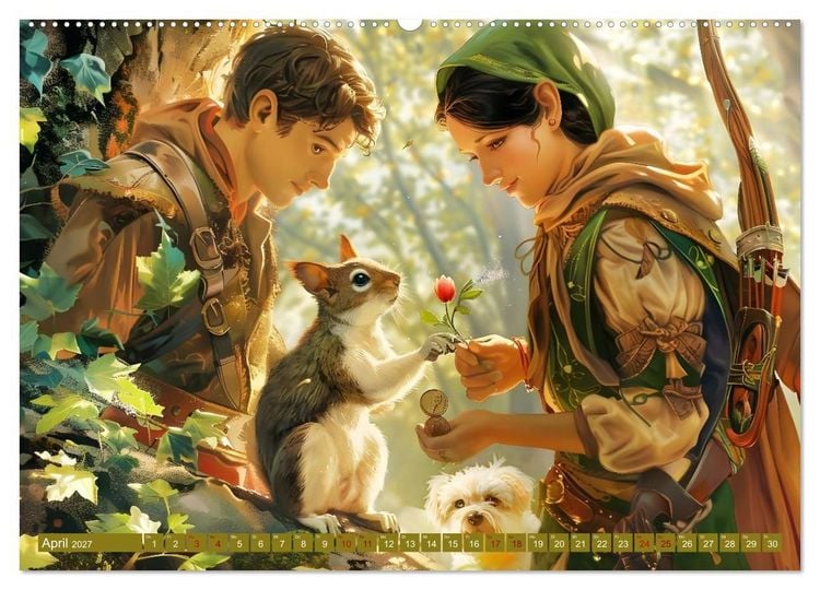 Produktbild: B&uuml;cher, Liebe und ein kleiner Hund (hochwertiger Premium Wandkalender 2027 DIN A2 quer), Kunstdruck in Hochglanz