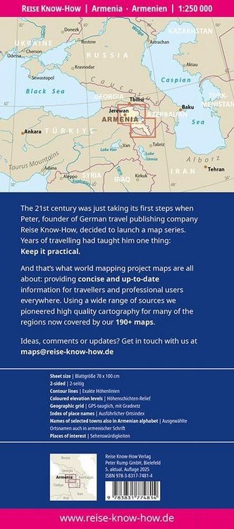 Produktbild: Reise Know-How Landkarte Armenien / Armenia (1:250.000)