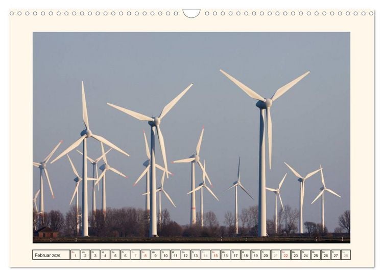 Produktbild: Windkraft in der Landschaft Ostfrieslands (Wandkalender 2026 DIN A3 quer), CALVENDO Monatskalender