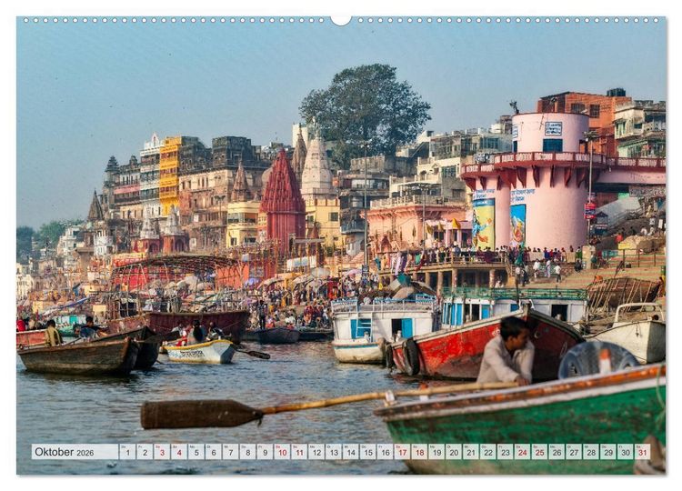Produktbild: INDIEN Allahabad Haridwar Varanasi Vrindavan (hochwertiger Premium Wandkalender 2026 DIN A2 quer), Kunstdruck in Hochglanz