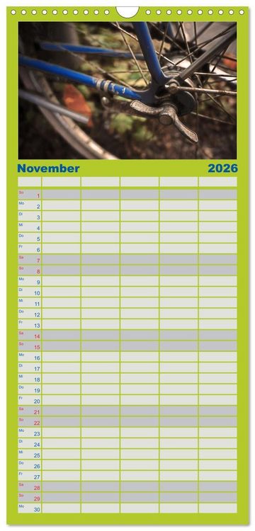 Produktbild: Familienplaner 2026 - Weltfahrrad mit 5 Spalten (Wandkalender, 21 x 45 cm) CALVENDO