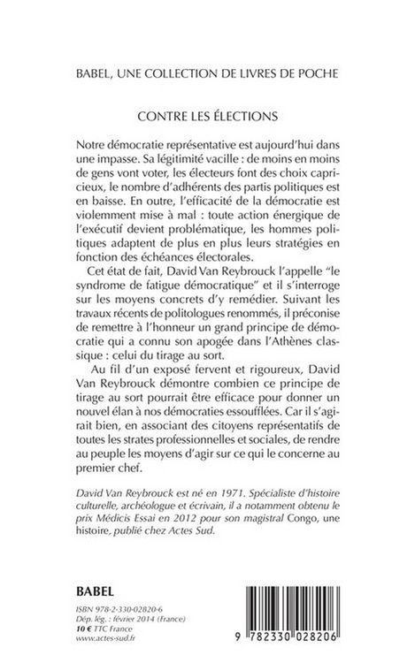 Produktbild: Contre les &eacute;lections : r&eacute;cit