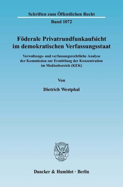 Produktbild: F&ouml;derale Privatrundfunkaufsicht im demokratischen Verfassungsstaat.