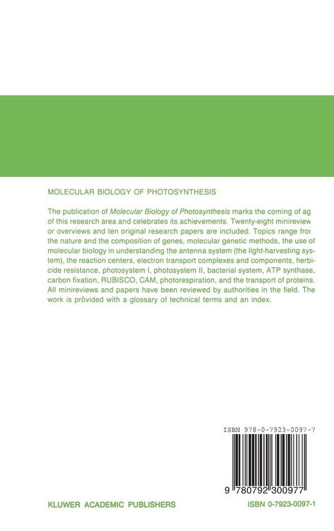 Produktbild: Molecular Biology of Photosynthesis