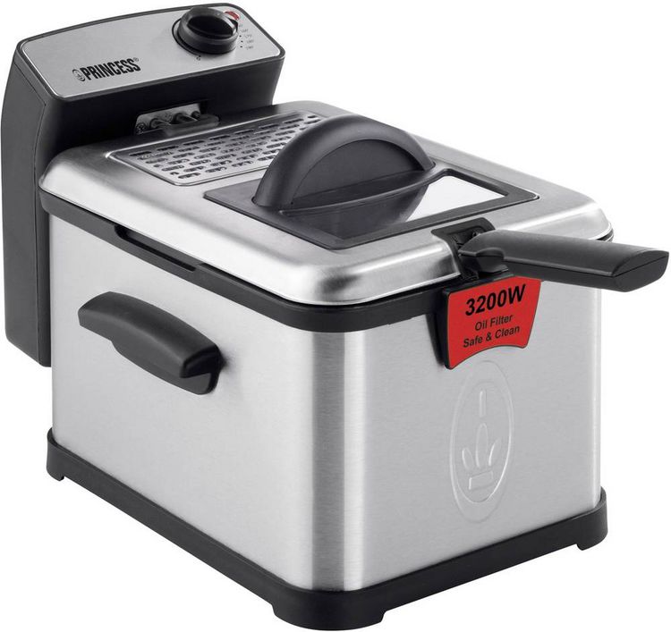 Produktbild: Princess Superior Kaltzonen Fritteuse 3 l 3200 W mit manueller Temperatureinstellung Edelstahl, Schwarz