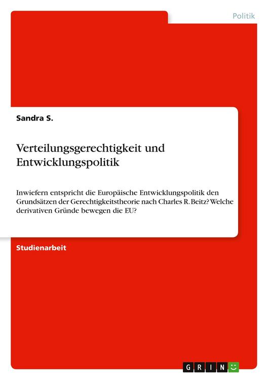 Produktbild: Verteilungsgerechtigkeit und Entwicklungspolitik