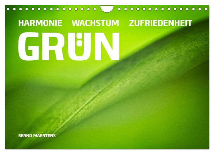 Produktbild: GR&Uuml;N Harmonie Wachstum Zufriedenheit (Wandkalender 2026 DIN A4 quer), CALVENDO Monatskalender