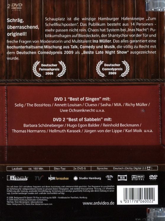 Produktbild: Inas Nacht - Best of Singen & Best of Sabbeln [2 DVDs]