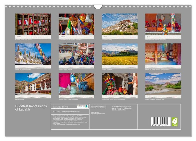 Produktbild: Buddhist Impressions of Ladakh (Wall Calendar 2027 DIN A3 landscape), CALVENDO 12 Month Wall Calendar