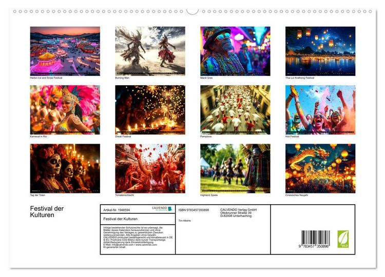 Produktbild: Festival der Kulturen (hochwertiger Premium Wandkalender 2026 DIN A2 quer), Kunstdruck in Hochglanz