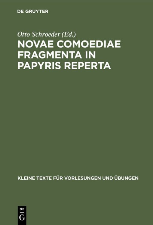 Produktbild: Novae comoediae fragmenta in papyris reperta