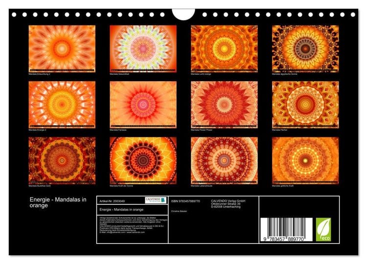 Produktbild: Energie - Mandalas in orange (Wandkalender 2026 DIN A4 quer), CALVENDO Monatskalender