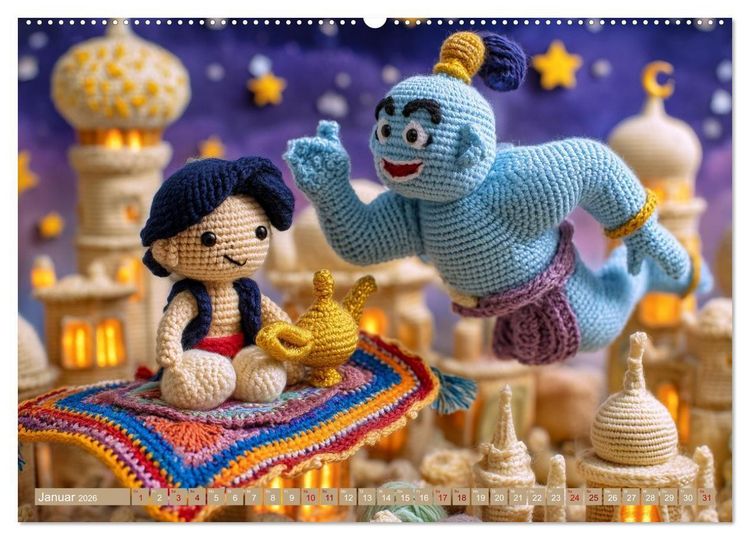 Produktbild: Amigurumi Erz&auml;hlzauber. Fantastische Geschichten als H&auml;kelkunst inszeniert (hochwertiger Premium Wandkalender 2026 DIN A2 quer), Kunstdruck in Hochglanz
