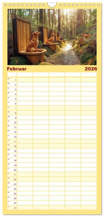 Produktbild: Familienplaner 2026 - Sitz, Platz, Sp&uuml;l - Hunde auf dem Thron mit 5 Spalten (Wandkalender, 21 x 45 cm) CALVENDO