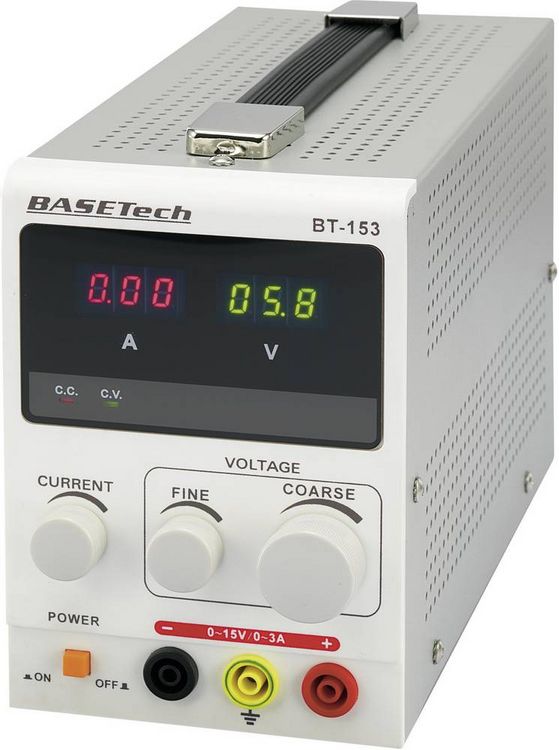 Produktbild: Basetech BT-153 Labornetzger&auml;t, einstellbar 0 - 15 V/DC 0 - 3A 45W Anzahl Ausg&auml;nge 1 x