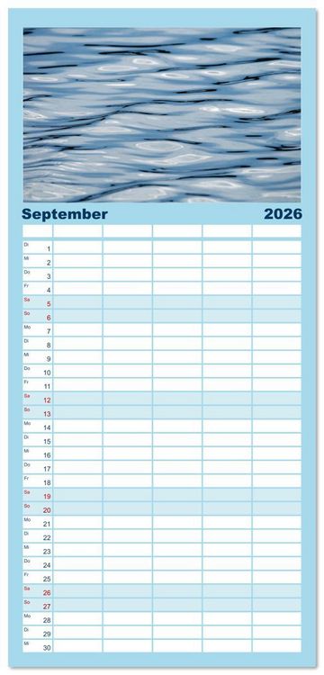 Produktbild: Familienplaner 2026 - Wasserzauber mit 5 Spalten (Wandkalender, 21 x 45 cm) CALVENDO