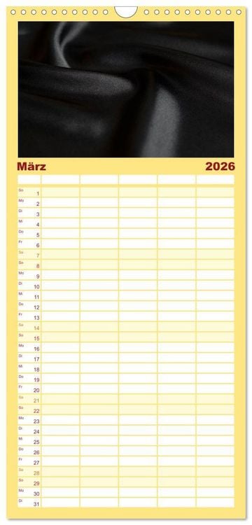 Produktbild: Familienplaner 2026 - Foto- und Bastelkalender Satin - Stilvoll zum Selbstgestalten mit 5 Spalten (Wandkalender, 21 x 45 cm) CALVENDO