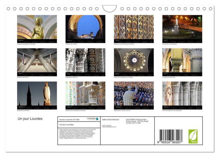 Produktbild: Un jour Lourdes (Calendrier mural 2026 DIN A4 vertical), CALVENDO calendrier mensuel