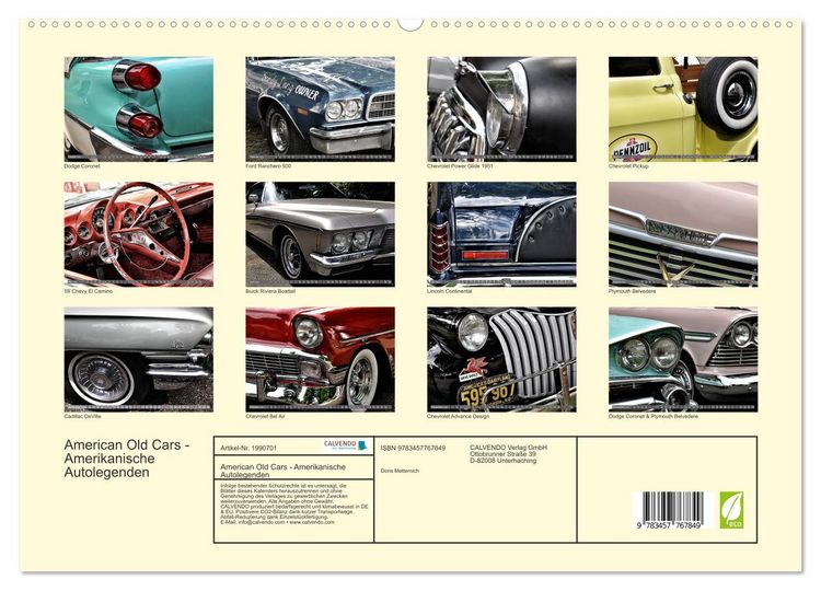 Produktbild: American Old Cars - Amerikanische Autolegenden (hochwertiger Premium Wandkalender 2026 DIN A2 quer), Kunstdruck in Hochglanz