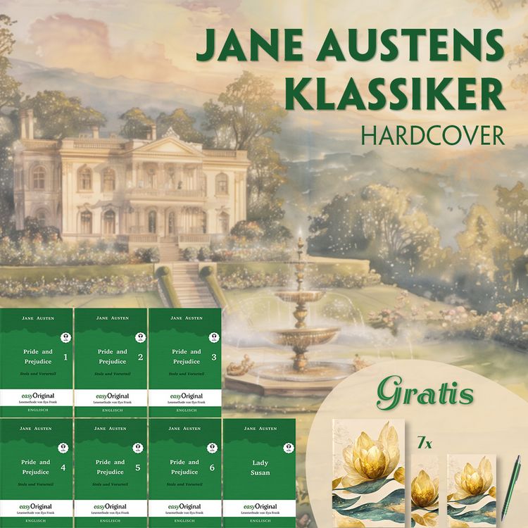 Produktbild: Jane Austens Klassiker Hardcover (7 B&uuml;cher + Audio-Online + exklusive Extras) - Frank-Lesemethode