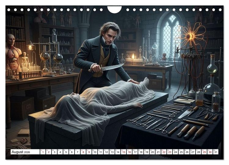 Produktbild: Victor Frankenstein und seine Sch&ouml;pfung (Wandkalender 2026 DIN A4 quer), CALVENDO Monatskalender