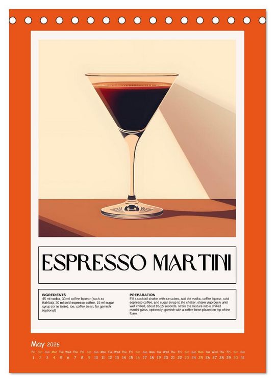 Produktbild: Classic Cocktails (Desk Calendar 2026 DIN A5 portrait), CALVENDO 12 Month DeskCalendar