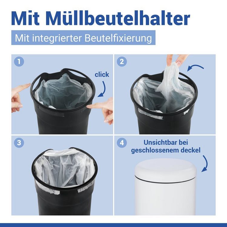 Produktbild: Kosmetik Treteimer Mod. Leman Wei&szlig; Matt 5L, mit herausnehmbarem Einsatz