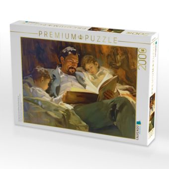 Produktbild: CALVENDO Puzzle Ein Vater liest seinen Kindern eine Geschichte vor | 2000 Teile Lege-Gr&ouml;&szlig;e 90x67cm Foto-Puzzle f&uuml;r gl&uuml;ckliche Stunden