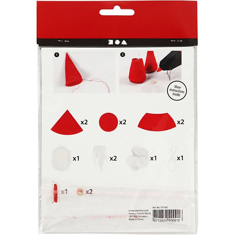 Produktbild: Creativ Company DIY Sets Filz & Fleece Mini Kreativ Set, Rot, Weihnachtswichtel, H 12 cm, Kreativ Box